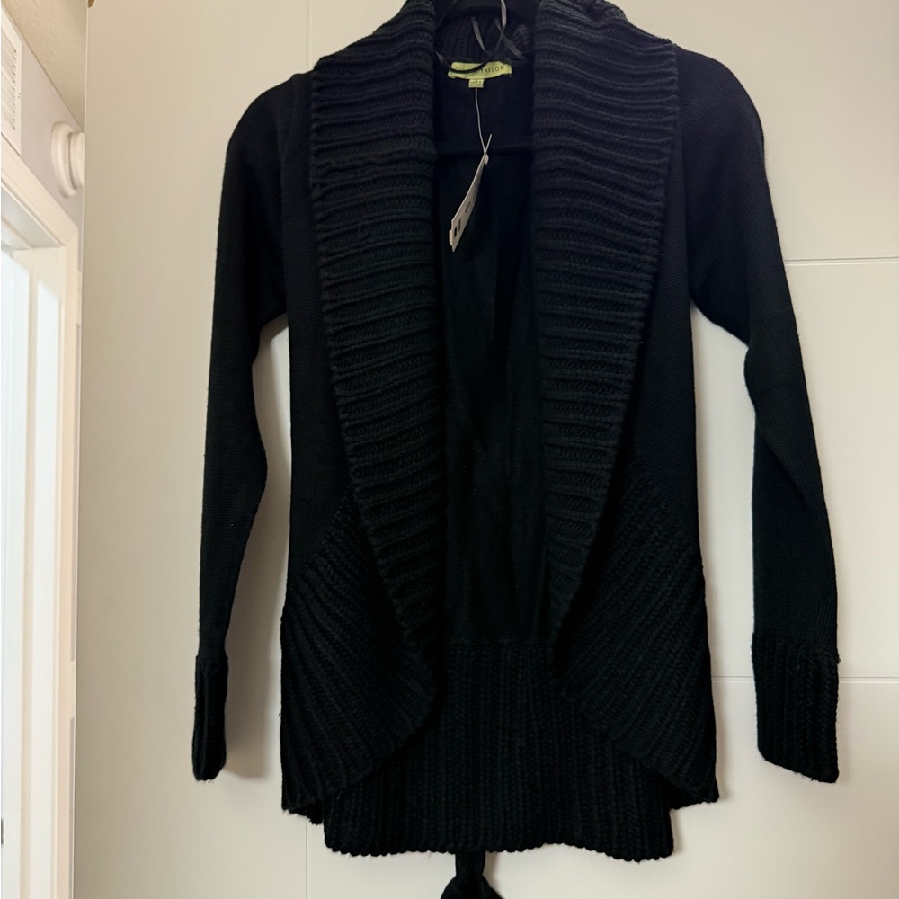 Carolyn Taylor Black Knit Cardigan with Shawl Collar